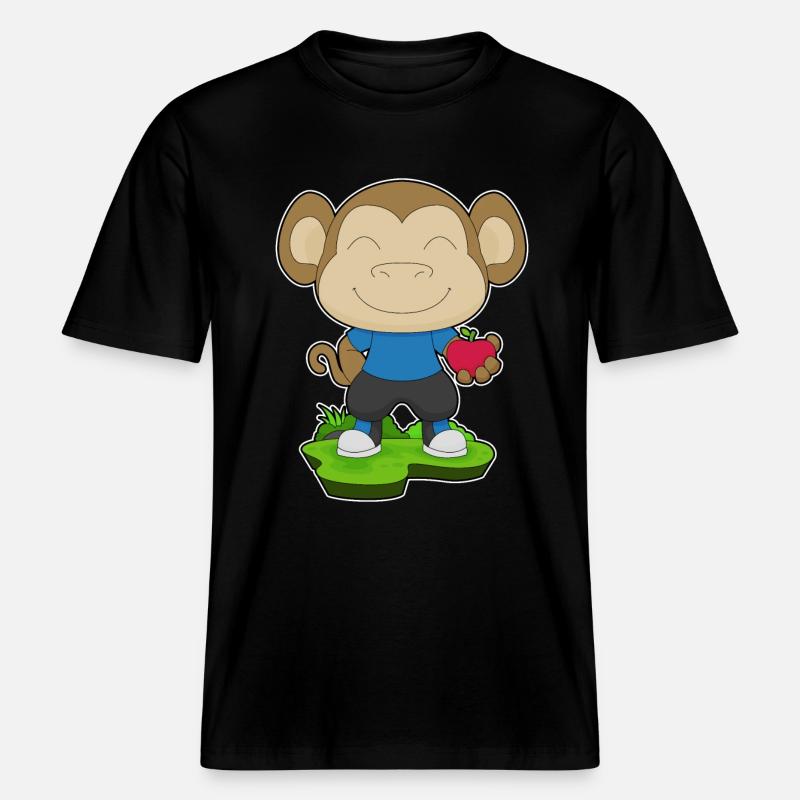 Monkey Apple Fruit -  RELAXED FIT Unisex Organic T-Shirt - black
