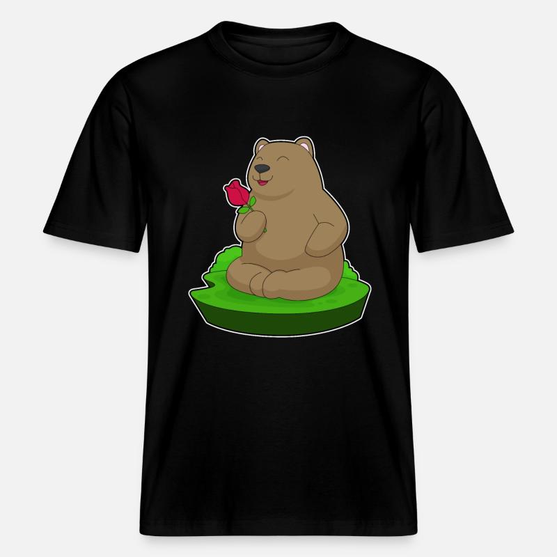 Fleurs de rose d’ours -  T-shirt unisexe RELAXED FIT en coton bio - noir