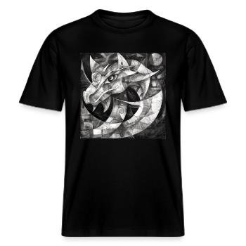 Le Dragon Noir -  T-shirt unisexe RELAXED FIT en coton bio - noir - Devant - Alina (178cm) & Michal (187cm)