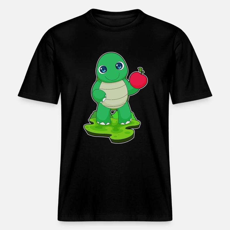 Turtle Apple Fruit - RELAXED FIT Unisex Organic T-Shirt - black