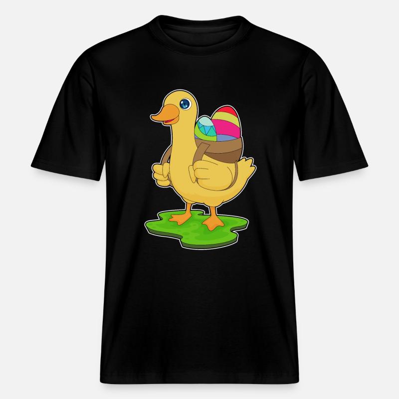 Duck Easter Easter Eggs - RELAXED FIT Unisex Organic T-Shirt - black