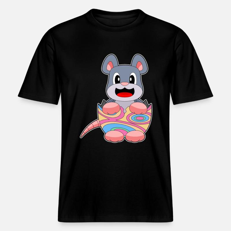 Mouse Easter Easter Egg -  RELAXED FIT Unisex Organic T-Shirt - black