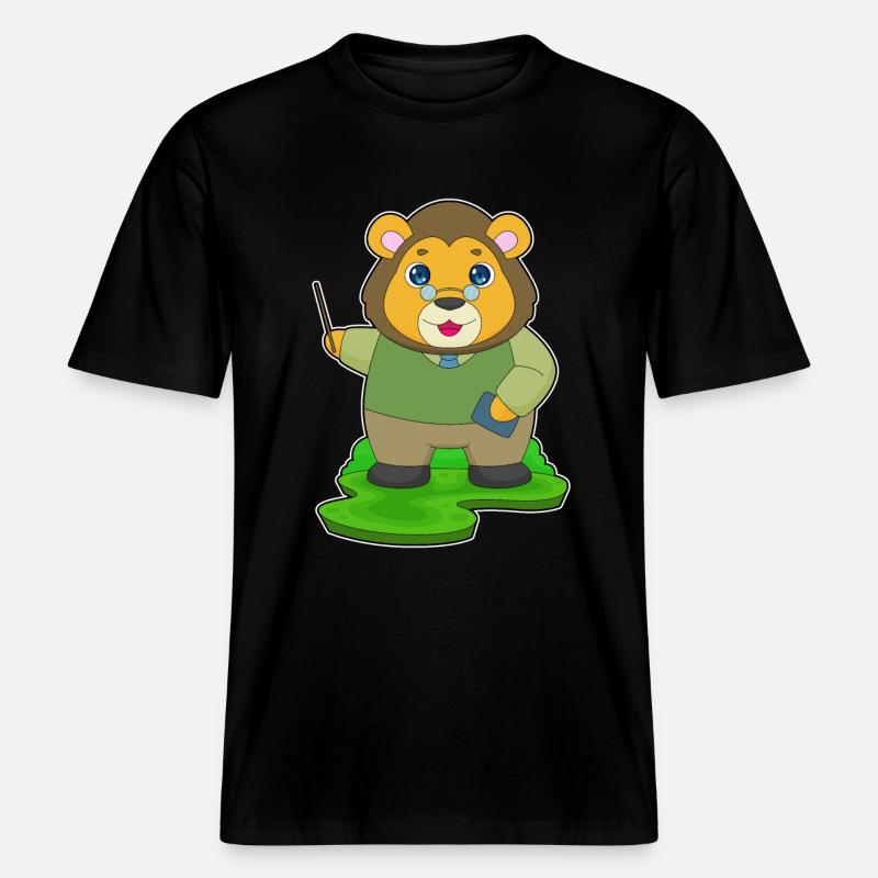 Lion Enseignant Pointer -  T-shirt unisexe RELAXED FIT en coton bio - noir