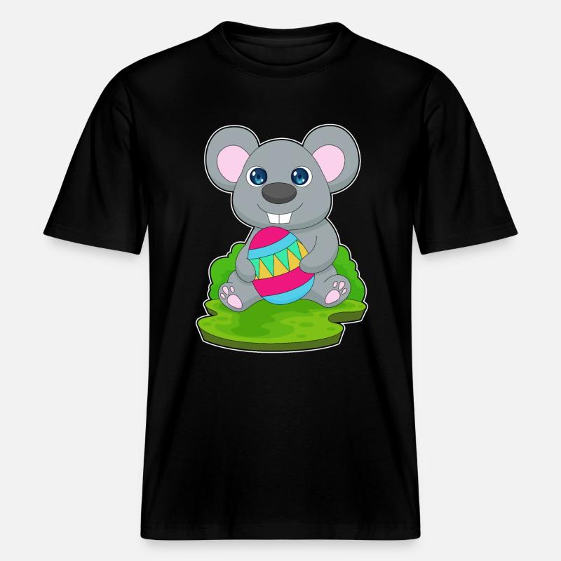 Mouse Easter Easter Egg - RELAXED FIT Unisex Organic T-Shirt - black