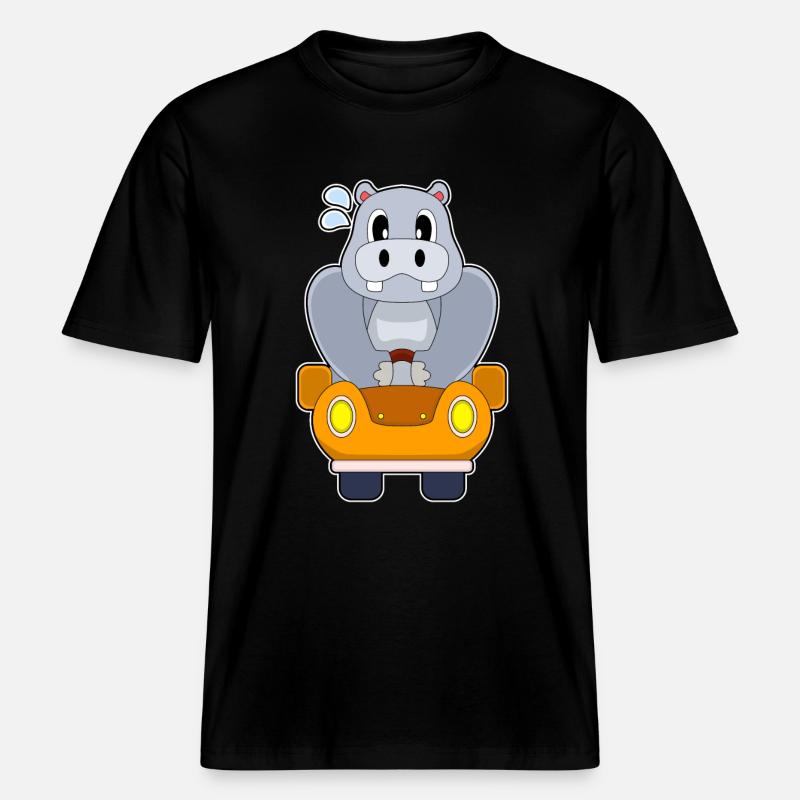 Nilpferd Auto -  RELAXED FIT Unisex Organic T-Shirt - Schwarz