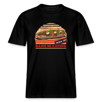 Banh Mi Sandwiches Bánh Mì Geschenk -  RELAXED FIT Unisex Organic T-Shirt - Schwarz - Vorne - Alina (178cm) & Michal (187cm)