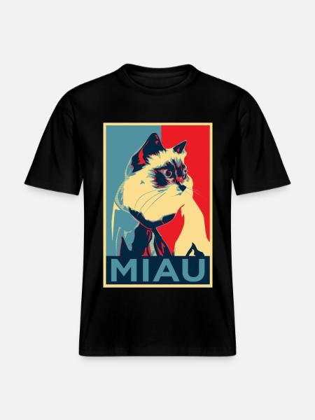 babybell Katze - Miau - Obama-Style - RELAXED FIT Unisex Organic T-Shirt - Schwarz