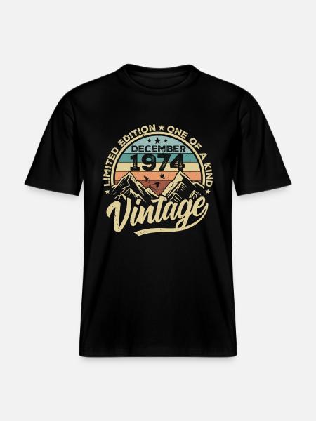 Original December 1974 - 51st Birthday Gift -  RELAXED FIT Unisex Organic T-Shirt - black