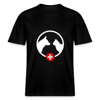 Tierarzt -  RELAXED FIT Unisex Organic T-Shirt - Schwarz - Vorne - Alina (178cm) & Michal (187cm)