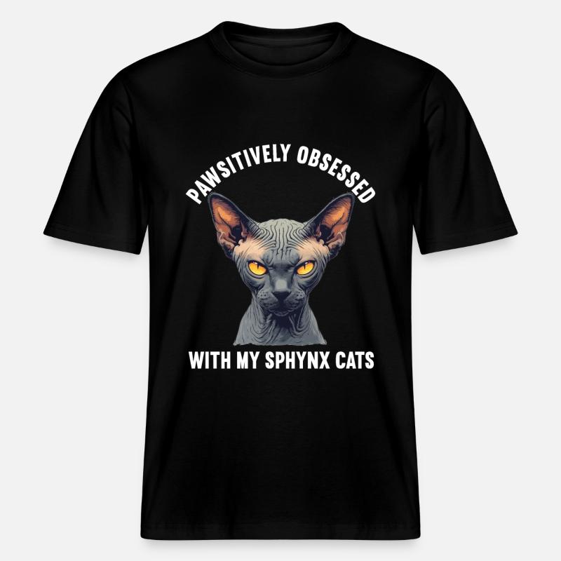 Chaton Sphynx Chat Sphynx -  T-shirt unisexe RELAXED FIT en coton bio - noir