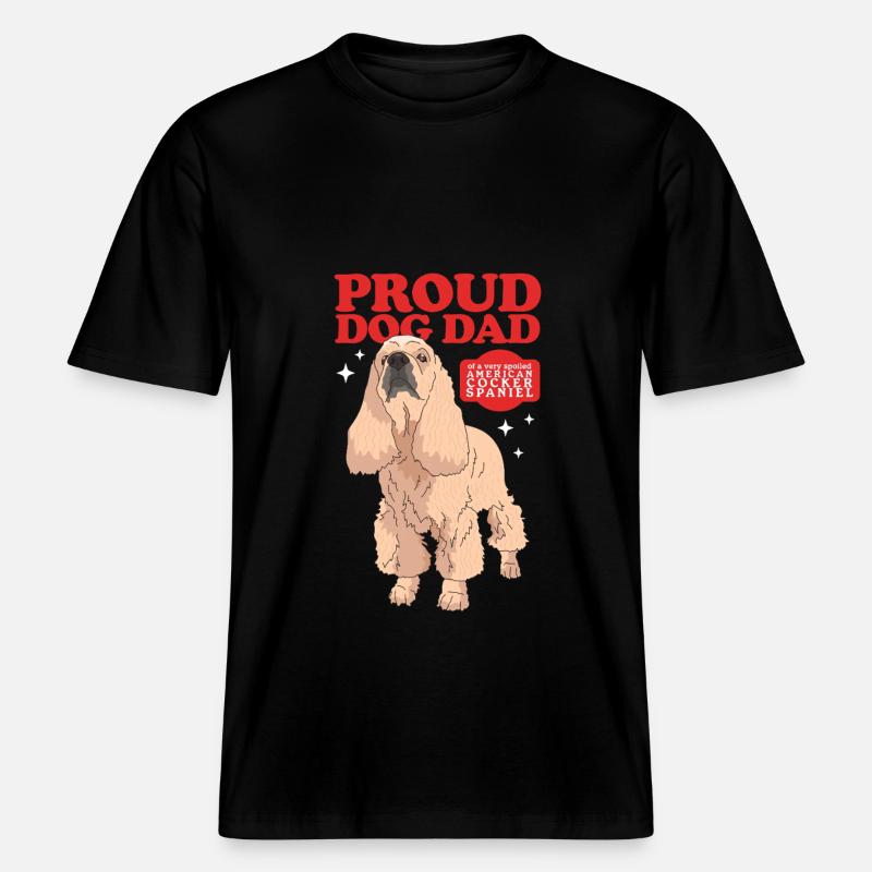 American Cocker Spaniel Dad Gift -  RELAXED FIT Unisex Organic T-Shirt - black