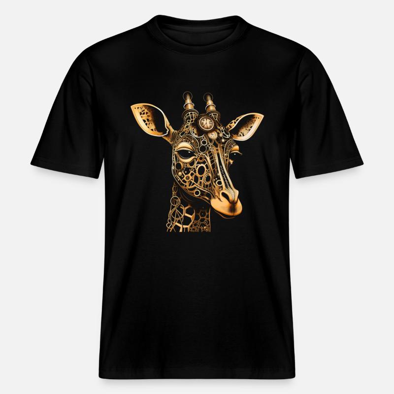 Giraffe Steampunk Tier Geschenk -  RELAXED FIT Unisex Organic T-Shirt - Schwarz