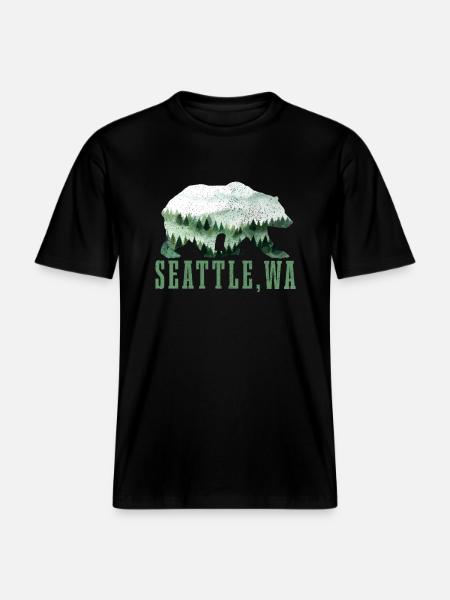 Seattle Washington Souvenir Gift - RELAXED FIT Unisex Organic T-Shirt - black