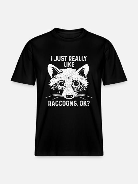Raccoon Funny Gift -  RELAXED FIT Unisex Organic T-Shirt - black