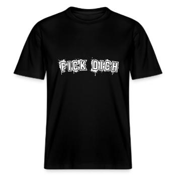 FICK DICH -  RELAXED FIT Unisex Organic T-Shirt - Schwarz - Vorne - Alina (178cm) & Michal (187cm)