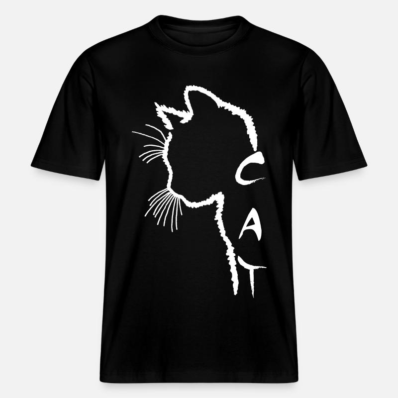 Silhouette de chat blanc -  T-shirt unisexe RELAXED FIT en coton bio - noir