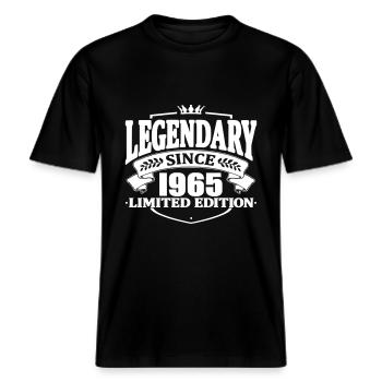 Legendariske siden 1965 -  Økologisk unisex T-shirt RELAXED FIT - sort - Foran - Alina (178cm) & Michal (187cm)