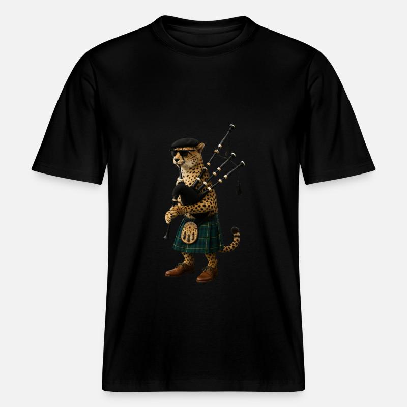 Cornemuse guépard -  T-shirt unisexe RELAXED FIT en coton bio - noir