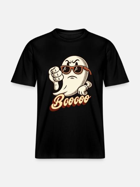 Booing Ghost Funny Ghost Design -  RELAXED FIT Unisex Organic T-Shirt - black