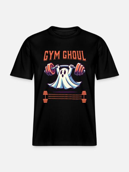 Gym Ghoul Halloween Fitness Ghost -  RELAXED FIT Unisex Organic T-Shirt - black