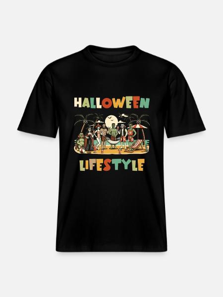 Halloween Lifestyle Beach Party Fun -  RELAXED FIT Unisex Organic T-Shirt - black
