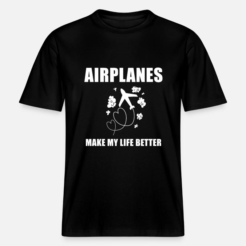 Flugzeug Pilot Spruch Geschenk -  RELAXED FIT Unisex Organic T-Shirt - Schwarz