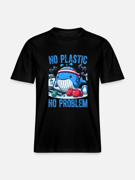 No Plastic No Problem - RELAXED FIT Unisex Organic T-Shirt - black