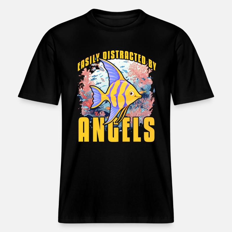 Facilement distrait par les anges -  T-shirt unisexe RELAXED FIT en coton bio - noir