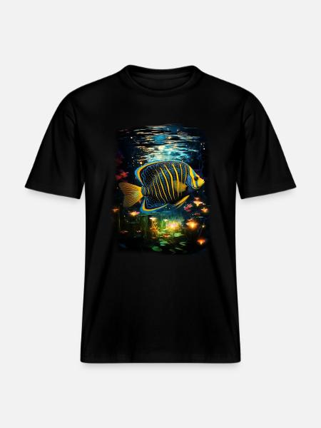 Angelfish - RELAXED FIT Unisex Organic T-Shirt - black