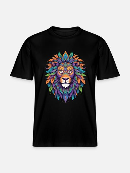 Spirituele Leeuw Mandala Power Animal Design -  Uniseks RELAXED FIT bio-T-shirt - zwart