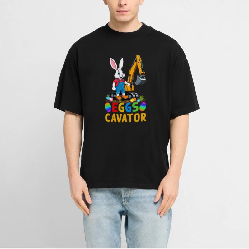 Funny Easter Saying Easter Bunny Excavator Driver  RELAXED FIT Unisex Organic T-Shirt