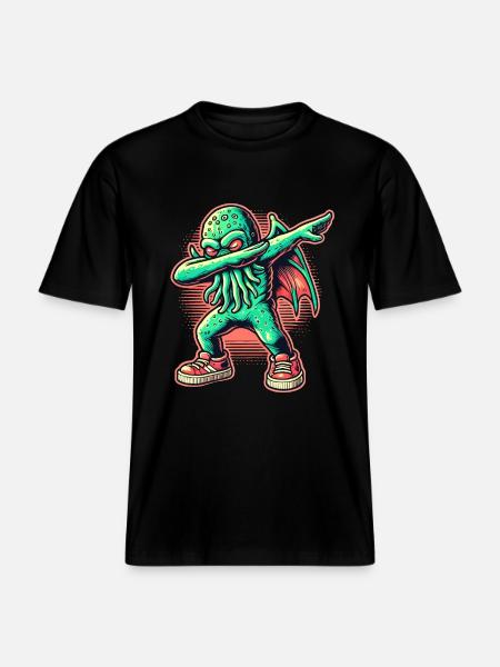 Funny Dabbing Cthulhu Dabbing Design - RELAXED FIT Unisex Organic T-Shirt - black