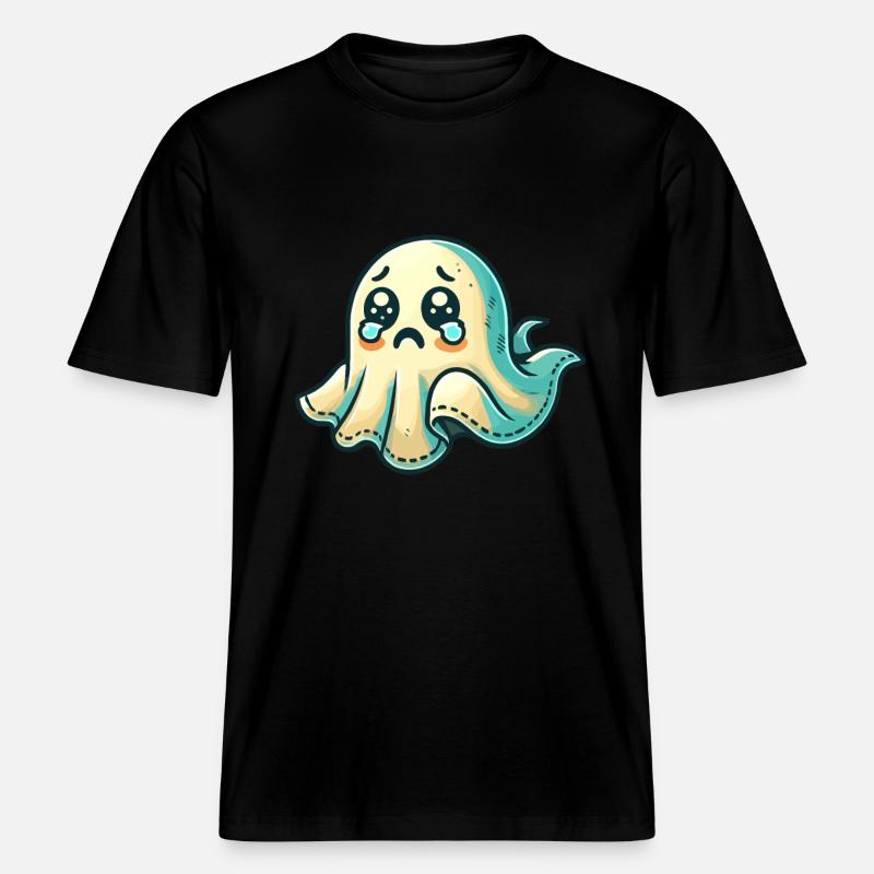 Sad Ghost Funny Ghost Design -  RELAXED FIT Unisex Organic T-Shirt - black