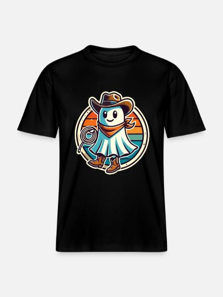Cowboy Ghost Funny Halloween Design - RELAXED FIT Unisex Organic T-Shirt - black