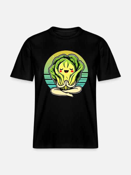 Lettuce Romaine Calm – Funny Salad - RELAXED FIT Unisex Organic T-Shirt - black