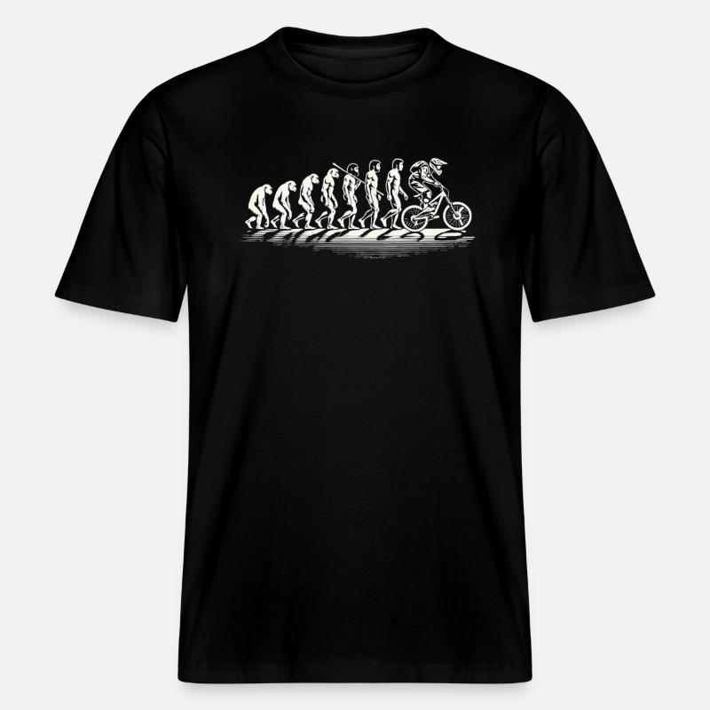 Evolution Bicycle VTT Cyclisme Humour -  T-shirt unisexe RELAXED FIT en coton bio - noir