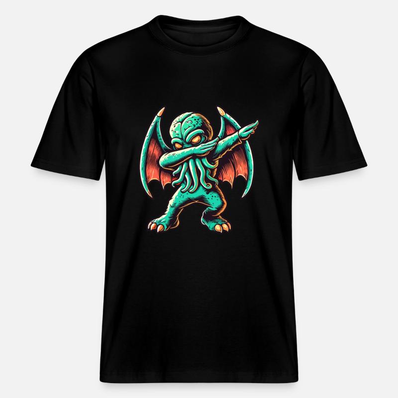 Lustiger Dabbender Cthulhu Dabbing Design -  RELAXED FIT Unisex Organic T-Shirt - Schwarz