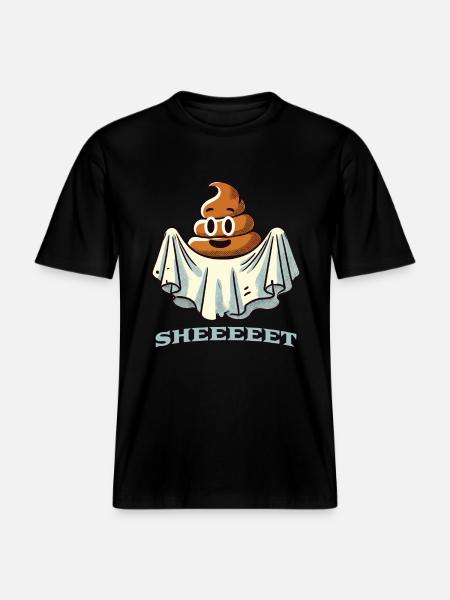 Divertente mucchio di cacca Fantasma foglio Fantasma -  Maglietta ecologica Unisex RELAXED FIT - nero