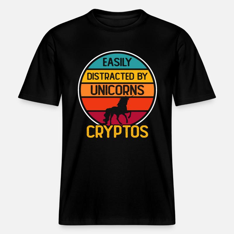 Krypto Kryptowährung Einhorn -  RELAXED FIT Unisex Organic T-Shirt - Schwarz