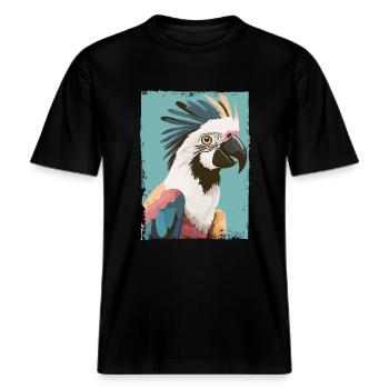 Cacatoès majestueux -  T-shirt unisexe RELAXED FIT en coton bio - noir - Devant - Alina (178cm) & Michal (187cm)