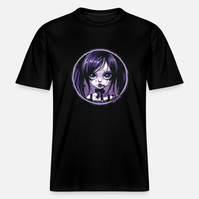 Gothic Chibi Mädchen – Dunkle Ästhetik -  RELAXED FIT Unisex Organic T-Shirt - Schwarz