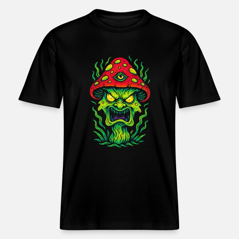 Psycho Toadstool with Third Eye -  RELAXED FIT Unisex Organic T-Shirt - black