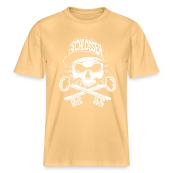 Schlosser -  RELAXED FIT Unisex Organic T-Shirt - Hellgelb - Vorne - Alina (178cm) & Michal (187cm)