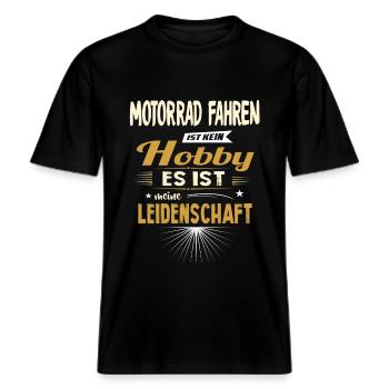 Biker Motorradfahrer motorrad leidenschaft -  RELAXED FIT Unisex Organic T-Shirt - Schwarz - Vorne - Alina (178cm) & Michal (187cm)