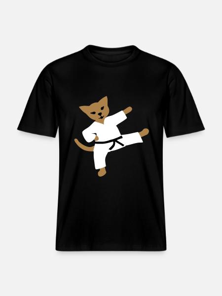 taekwondo cat - RELAXED FIT Unisex Organic T-Shirt - black