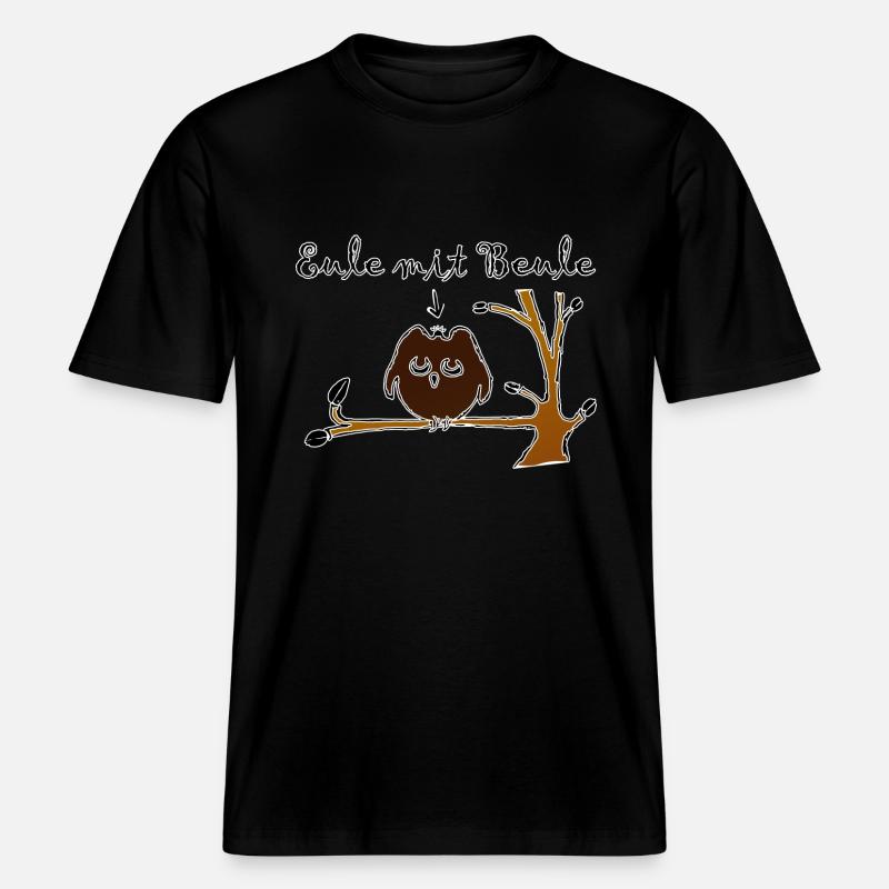 Eule mit Beule -  RELAXED FIT Unisex Organic T-Shirt - Schwarz