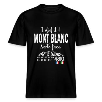 I did it Mont blanc hiking alpinisme alpiniste -  T-shirt unisexe RELAXED FIT en coton bio - noir - Devant - Alina (178cm) & Michal (187cm)