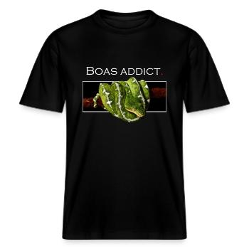 Boas addict -  T-shirt unisexe RELAXED FIT en coton bio - noir - Devant - Alina (178cm) & Michal (187cm)