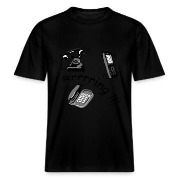 telephone -  T-shirt unisexe RELAXED FIT en coton bio - noir - Devant - Alina (178cm) & Michal (187cm)