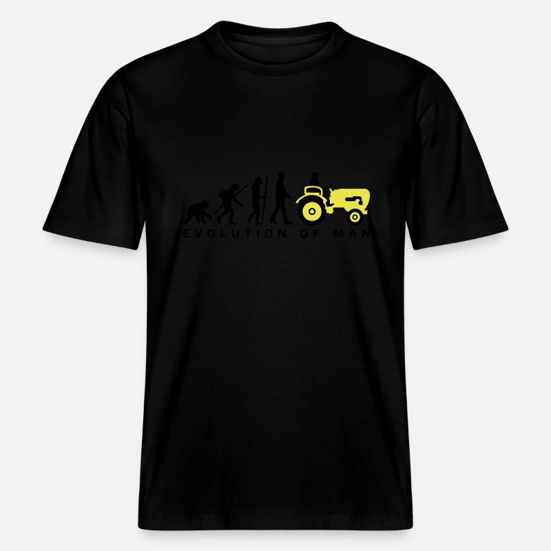 evolution_bauer_mit_traktor_032013_a_2c -  RELAXED FIT Unisex Organic T-Shirt - Schwarz
